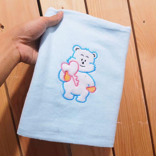 Handuk Bayi 60x110 cm Handuk Baby Lembut Ivory BORDIR / SABLON-Biru (Iv Bordir)
