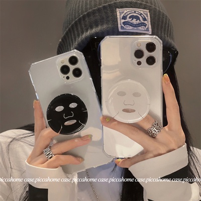 1Pc Ins Style Facial Mask  Shaped Transparent Mobile Phone Airbag Bracket Desktop Phone Holder Stand Pop Socket Phone Grip