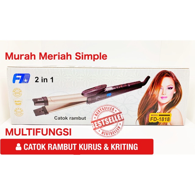  CATOK  RAMBUT  LURUS DAN KERITING FD  1818 MULTIFUNGSI 2 IN 1 