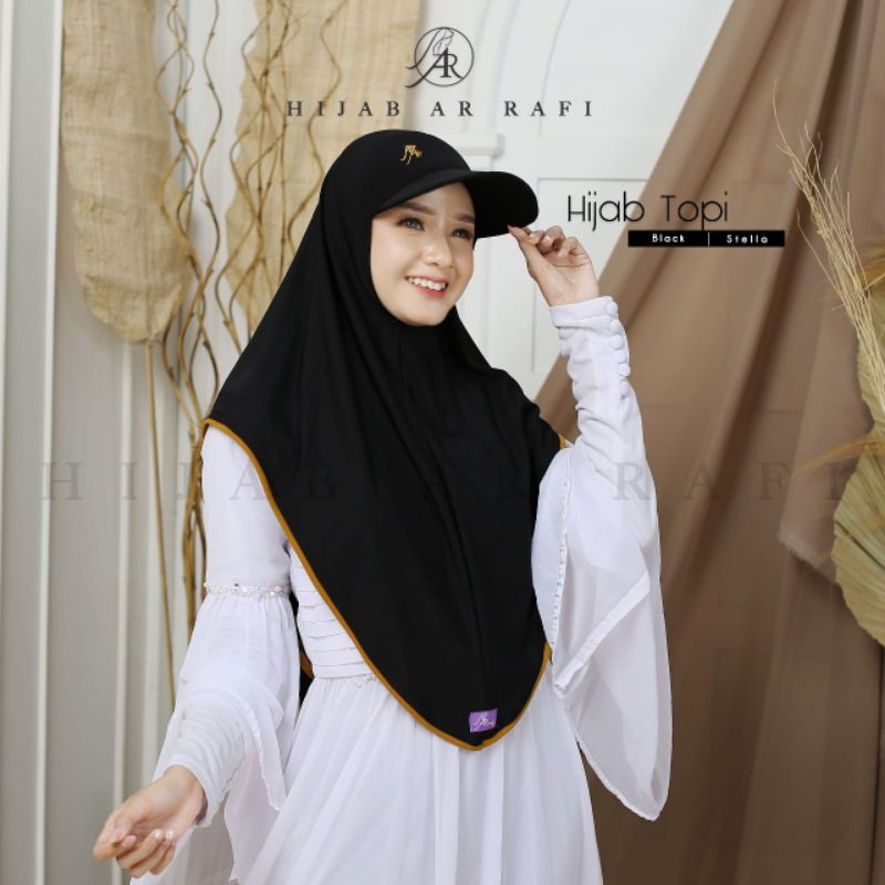 Arrafi Hijab Topi Kode Ar 467 / kerudung jilbab topi arrafi instan bestseller 2020-Black