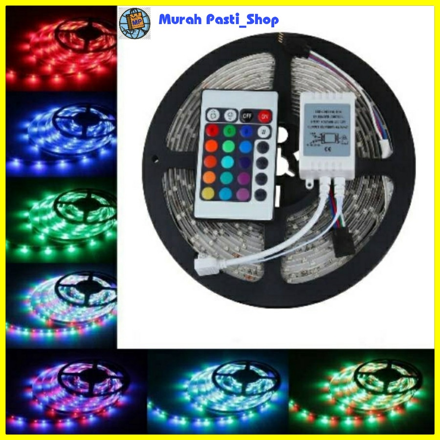 Lampu led STRIP Type 2835 IP65 RGB+remot+ADAPTOR+modul SET MURAH