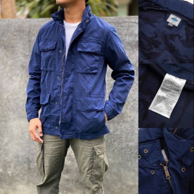 Jaket Parka Old Navy Military Hidden Hood Original Jacket Navy
