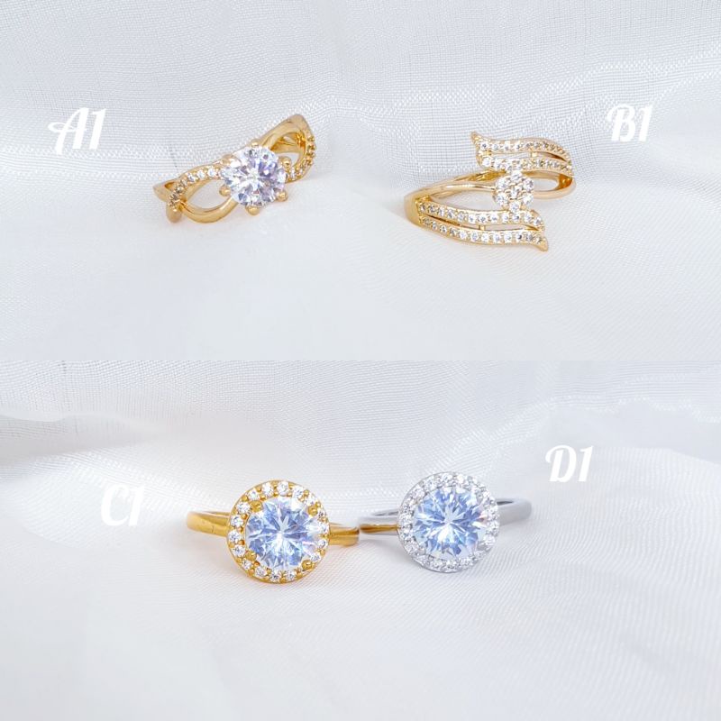 Cincin permata lapis mas 18k permata zircon Anti karat&amp;alergi