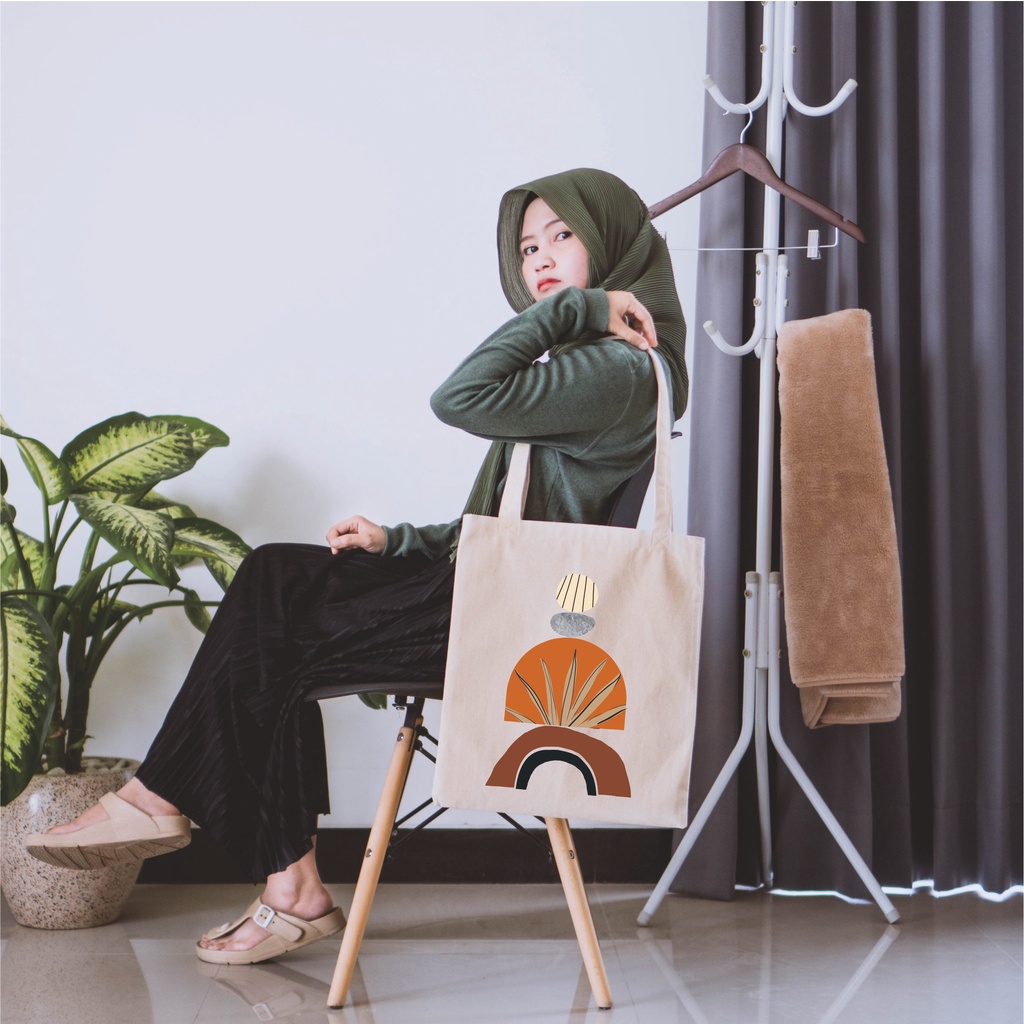 Sevine Tote Bag Kanvas Tas Wanita Fashion Totebag Nordic Aesthetic Series DTF Printing - KNP1