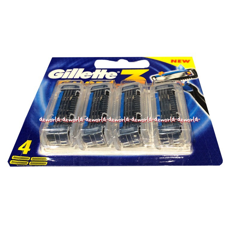 Gillette Guard 3 3Blades Refill 4pcs Pisau Cukur Gilete Pria Biru Gillte Isi Ulang