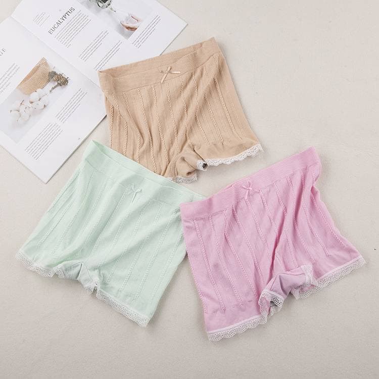 Short Pants Wanita Motif Garis Warna Polos Celana Dalam BoyShort Fashion Wanita Waist Seamles CD33