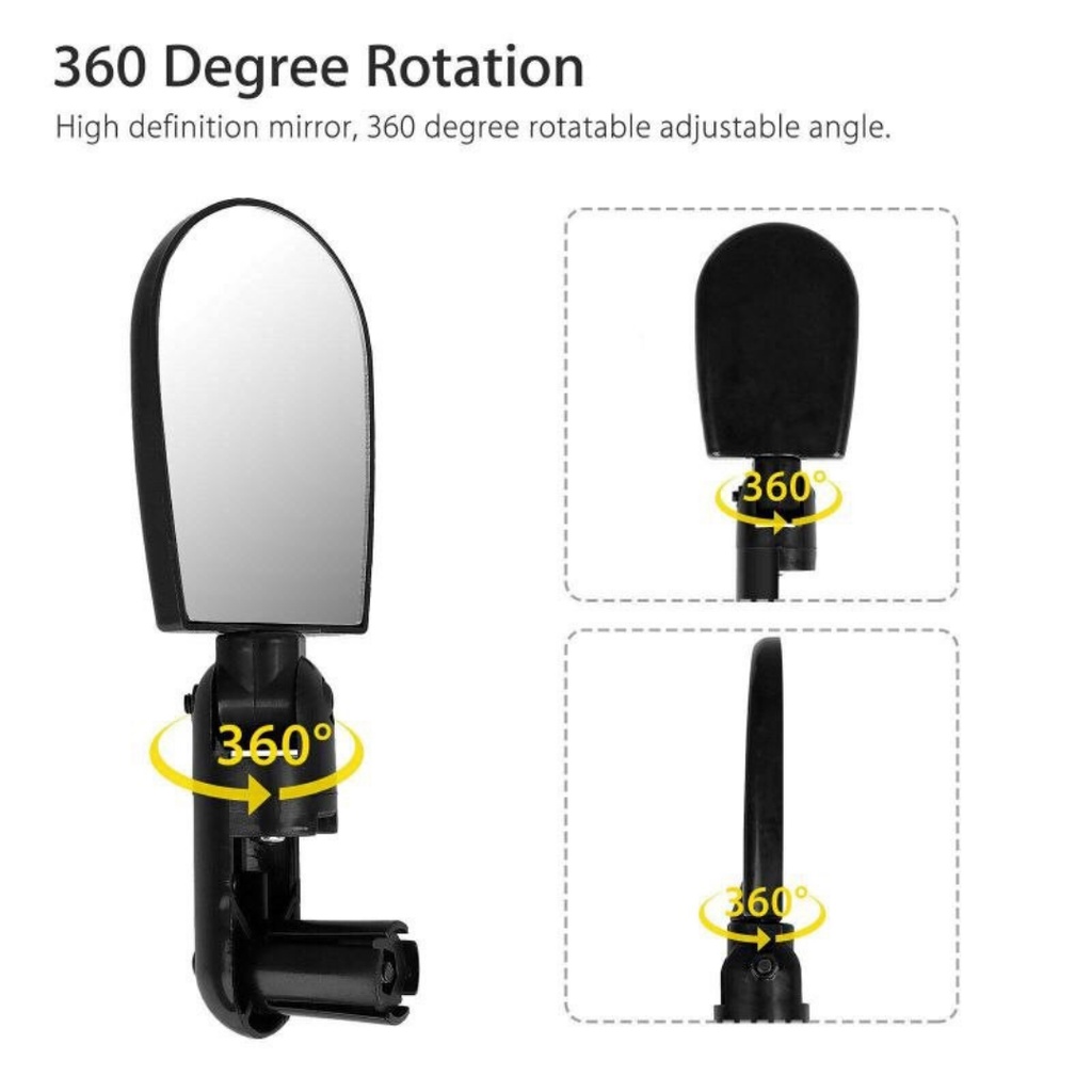 SPION HANDELBAR 360 Derajat Rotasi Kaca Spion Lipat Tekuk Sudut 360 Derajat Rotate Handlebar Sepeda Lensa Sepion Blindspot Rearview