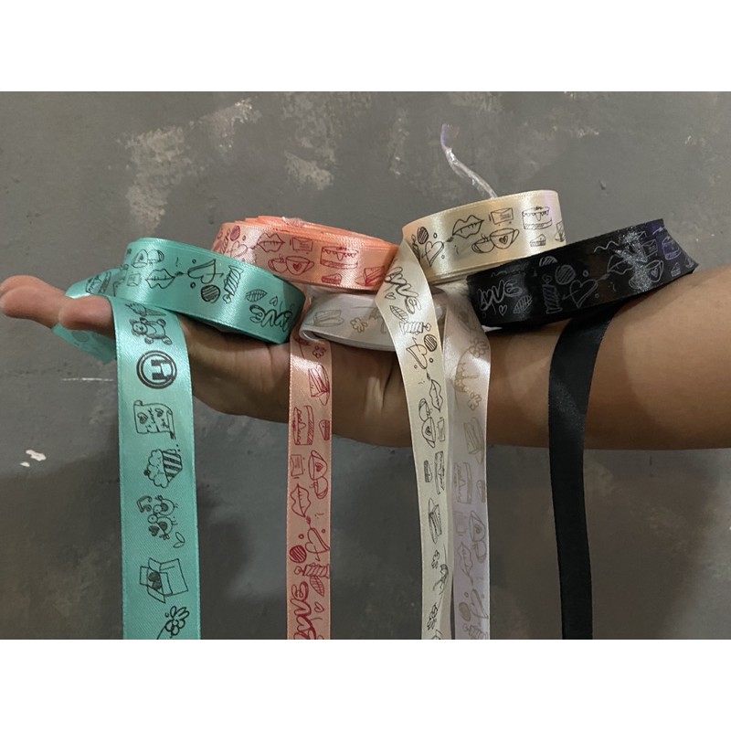 

(HARGA PER METER) Pita Satin/Pita Sablon Cute/Pita Kado Ulang Tahun, Hampers