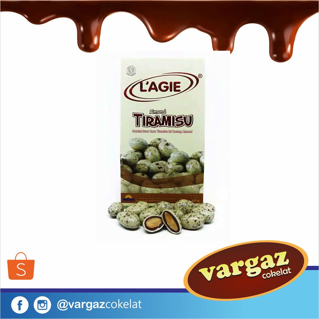 

LAGIE Almond Tiramisu Cokelat Susu Isi Kacang Almond Kemasan 60gr