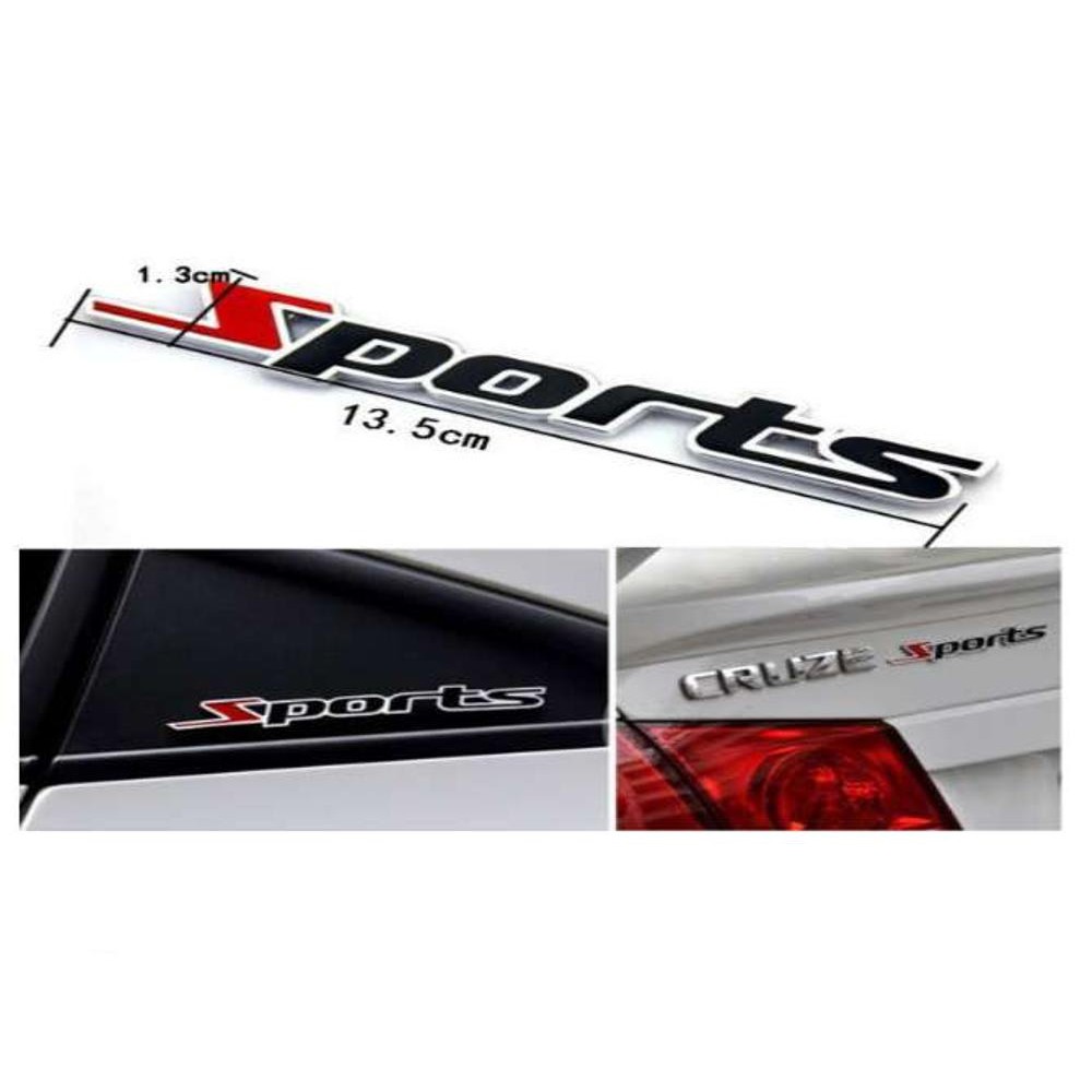 Stiker Mobil 3D Sports Metal Merah Hitam