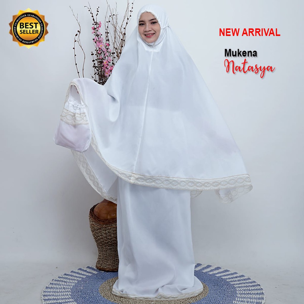 Mukena harian wanita putih/bahan katun harga grosir/best seller/Bisa COD