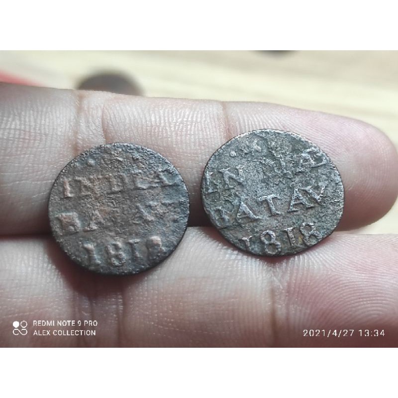 koin indiae batav 5 1/32 gulden 1818
