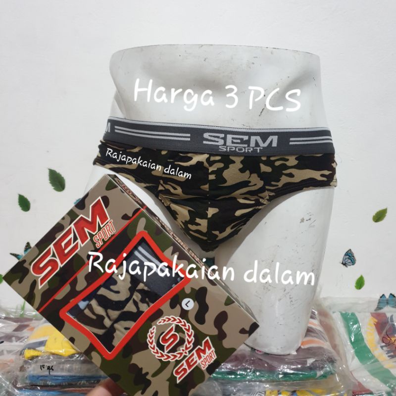 Celana dalam pria Sem Sport Army 915 Harga 3 PCS