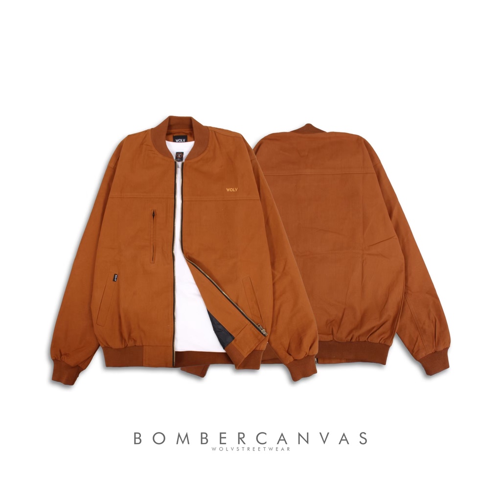 JAKET BOMBER SOFT ORANGE CANVAS PREMIUM | JACKET PRIA BOMBER POLOS CANVAS TOP PRODUCK