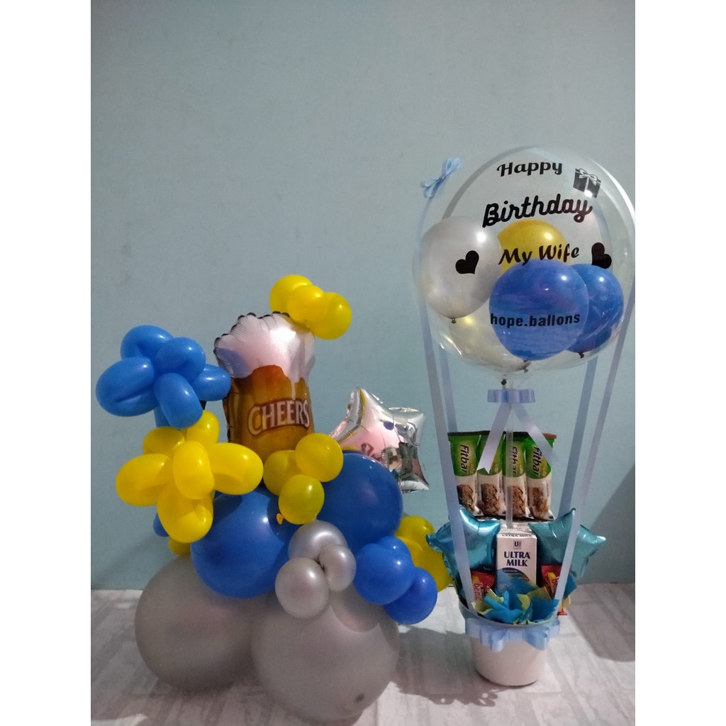 Buket balon coklat /snack/boneka/bunga+mini stand balon