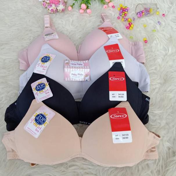 BH  Sorex 34135 T Shirt | Bra Busa Tanpa Kawat Kait 3 Setara Cup B Wanita Dewasa Sguna