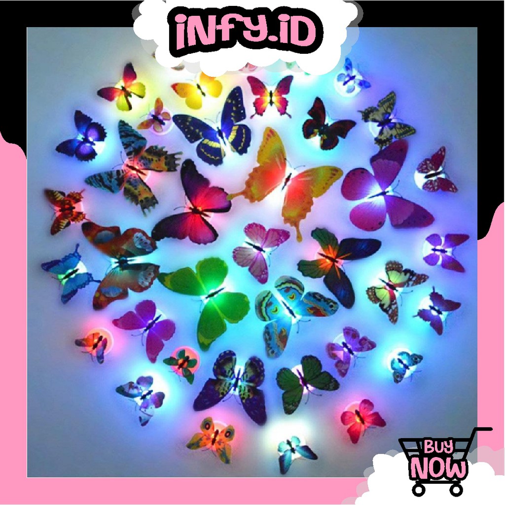 INFY - Kupu Kupu LED Bercahaya / Kupu Kupu Dekorasi / Butterfly LED / Lampu Hias Kupu Kupu E003 COD