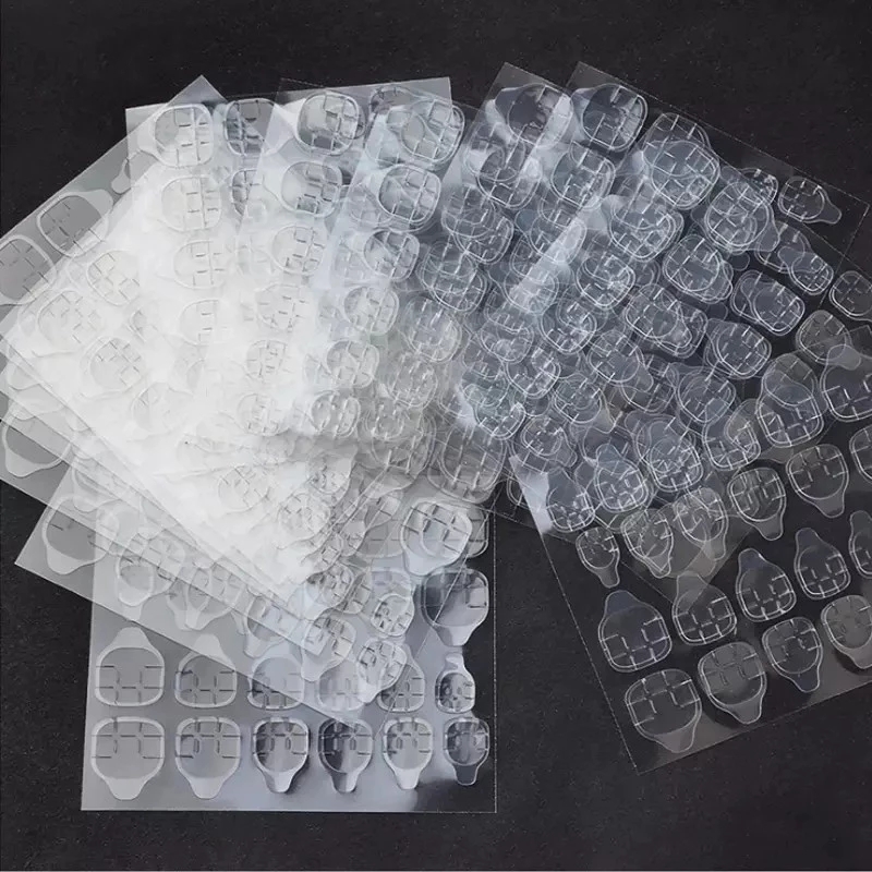 [ILOVEDIY] 24 Pcs / Lembar Stiker Tape Perekat Kuku Ganda Transparan Untuk Alat Manicure Nail Art Profesional