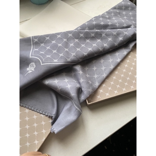 signature monogram scarf by AYU DYAH ANDARI