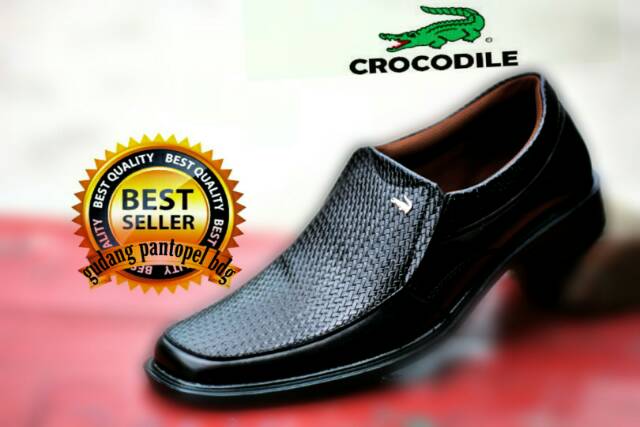 Sepatu pria kantor Crocodile sol tvr ( hak 3cm ) tidak licin formal pantofel vantovel