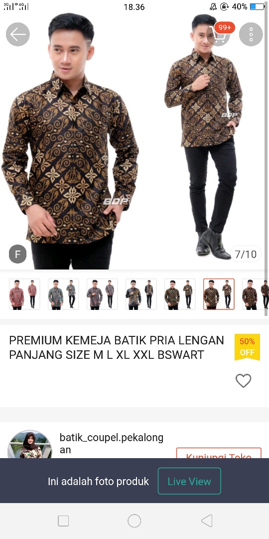 Premium Kemeja Batik Pria Lengan Panjang Size M L Xl Xxl Bswart Batik Hrb026 Kenongo Hem Panjang