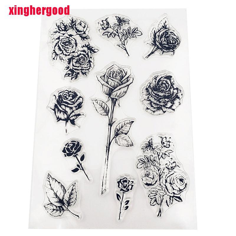 Xinghergood Stempel Diy Gambar Bunga Mawar Bahan Silikon Untuk Dekorasi Scrapbook Album Foto