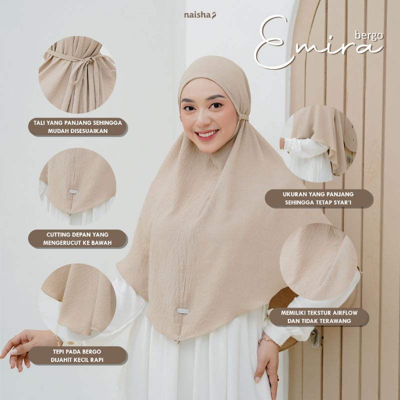 Emira bergo naisha | bergo premium | bergo airflow | bergo tali | bergo crinkle | bergo | bergo merk naisha | bergo halus hijab instan hijab terbaru bergo terbaru bergo murah hijab premium khimar instan bergo ringan bergo flowly bergo top