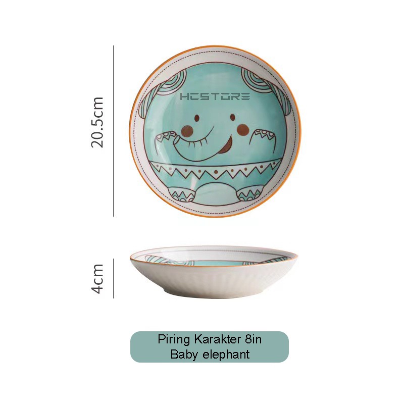 PIRING KERAMIK 8 INCH KARAKTER MOTIF SERIES PLATE CANTIK BISA UNTUK MICROWAVE DAN OVEN-PIRING MAKAN GAJAH