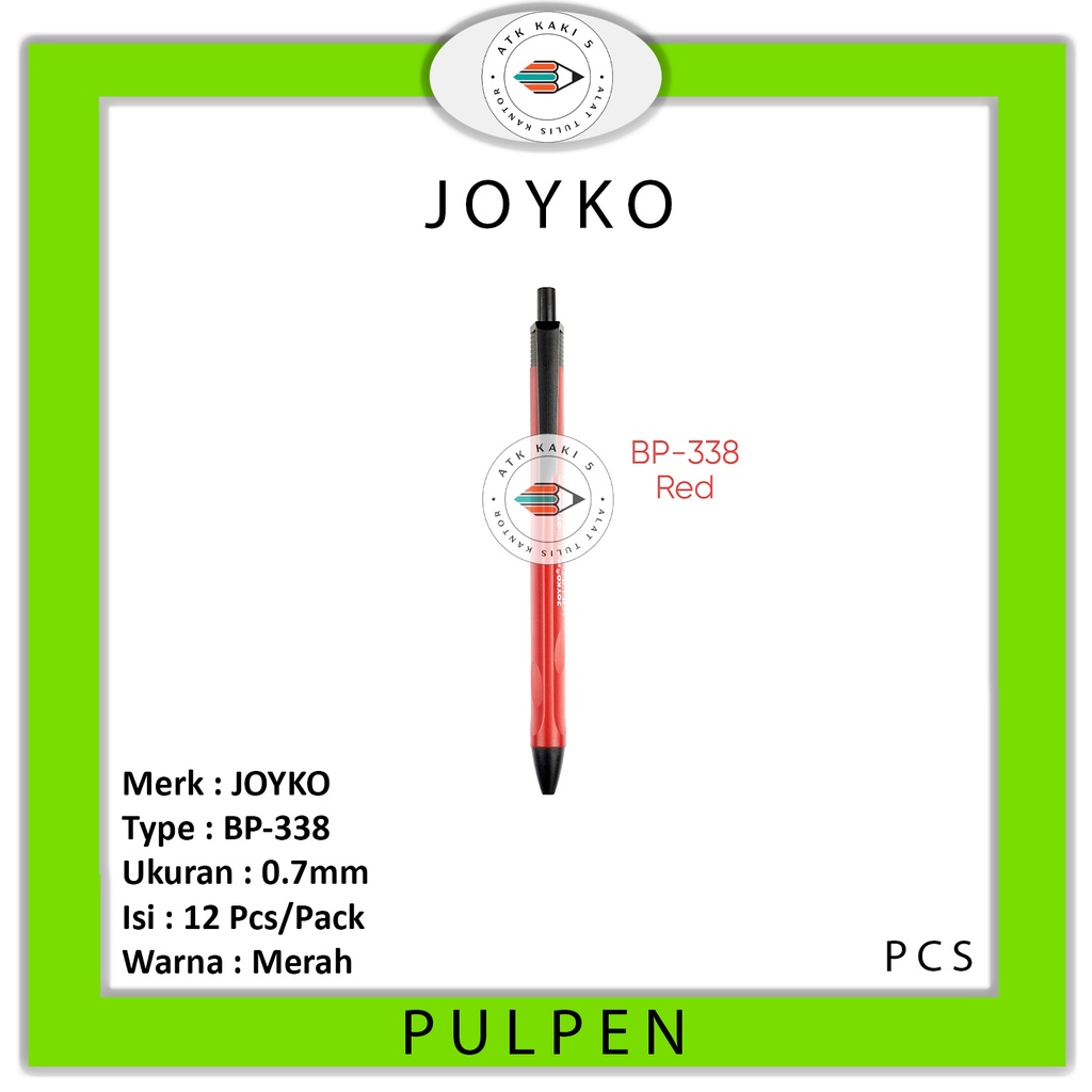 

JOYKO - Pulpen BP - 338 Red - PCS