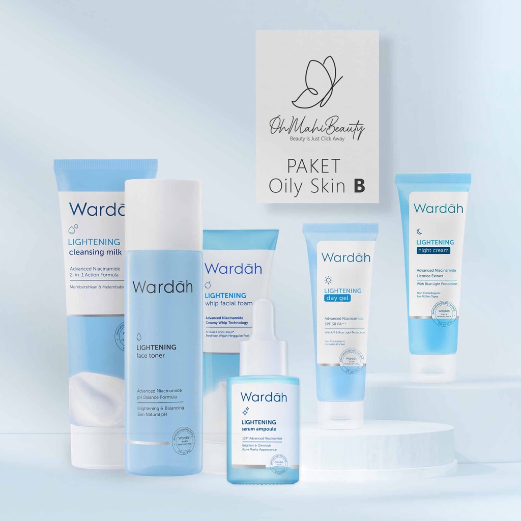 Wardah Paket Lightening Series - Paket Hemat (6pcs) (5pcs) (3pcs) - Skincare Wardah - Paket Wardah Lightening Series-Paket B Oily Skin