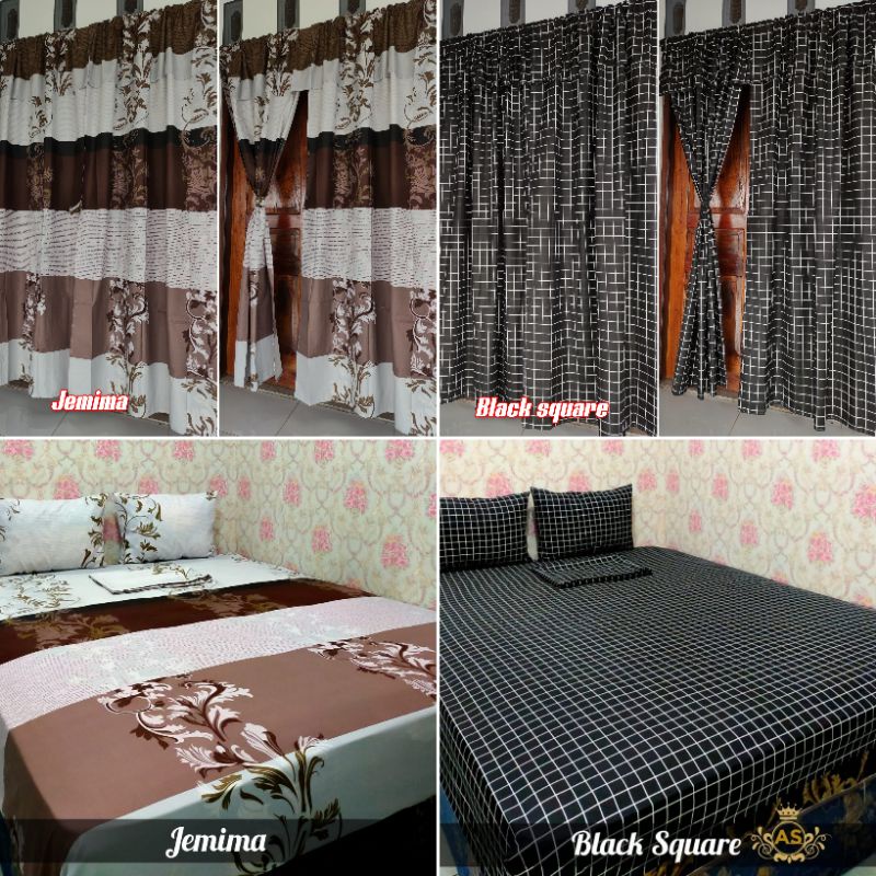 Sprei dan gorden couple.Dapat 1 sprei+2gorden/Sprei homemade //gorden motif