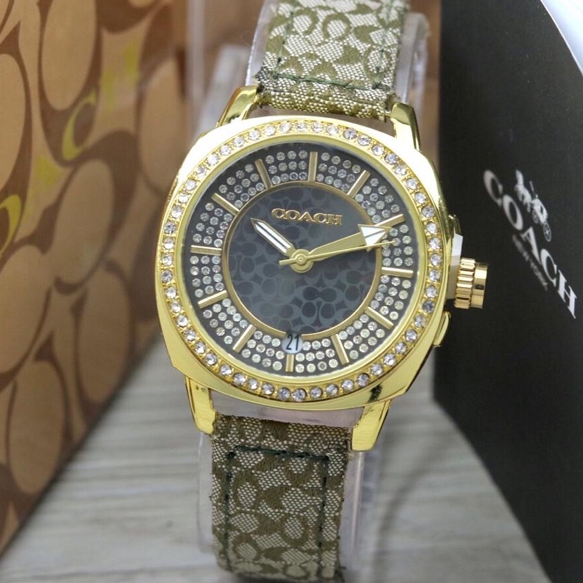 Jam Tangan Wanita Coach Tanggal Aktif Ring Mata TY1515