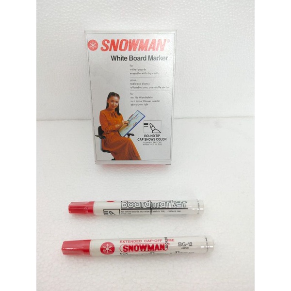 

spidol snowman whiteboard marker BG-12 Merah