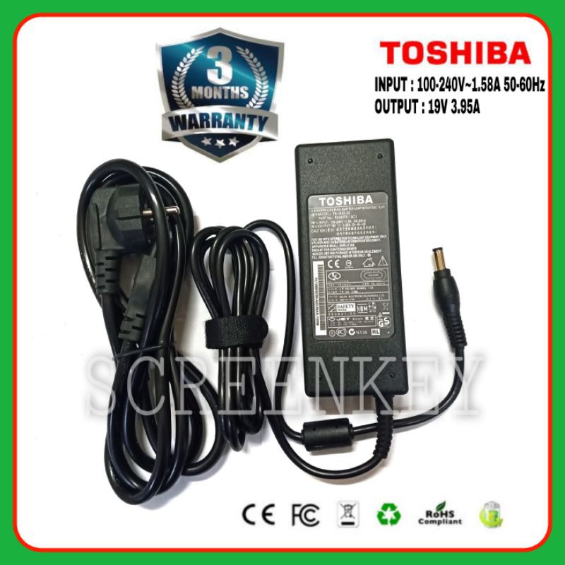 Adaptor Charger Laptop Toshiba A150 A500 A660 L300 A100 A150 L300 M600 19V 3.95A