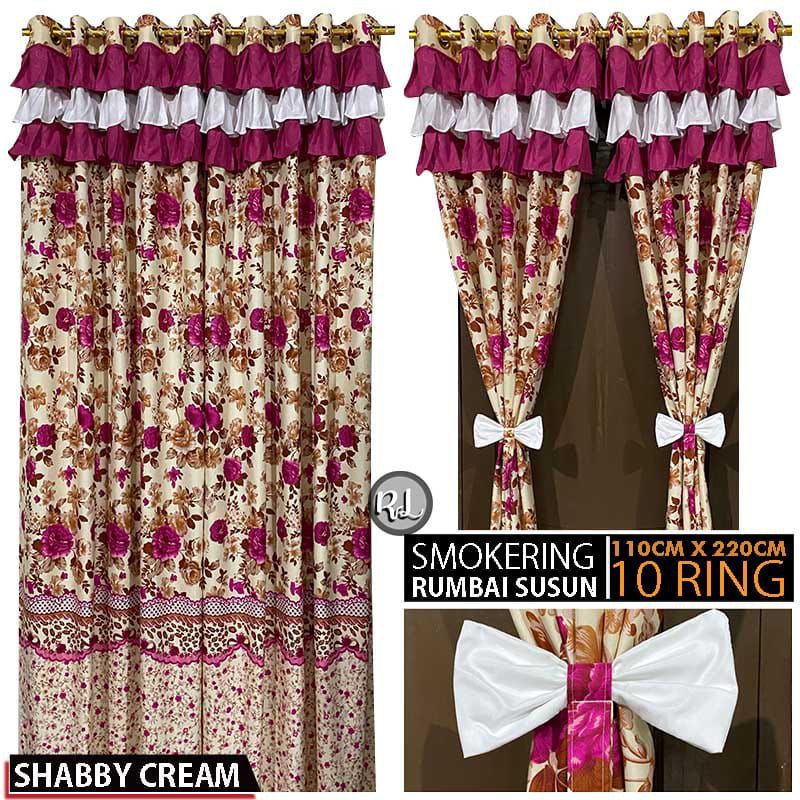 Gorden smokring rumbai susun ukuran 110x220