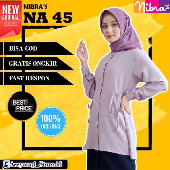 BAJU ATASAN MUSLIM NIBRAS NA 45 NA45 TUNIK  FASHION WANITA MUSLIMAH MUSLIM POLOS TERBARU