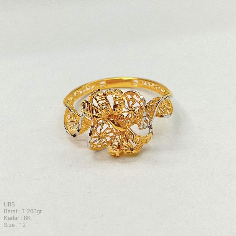 Perhiasan Cincin Emas Krawang Bunga Kasandra 375/8k UBS