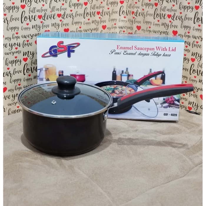 GSF-4020 Panci Enamel Anti Lengket Saucepan 20 Cm + Tutup Kaca