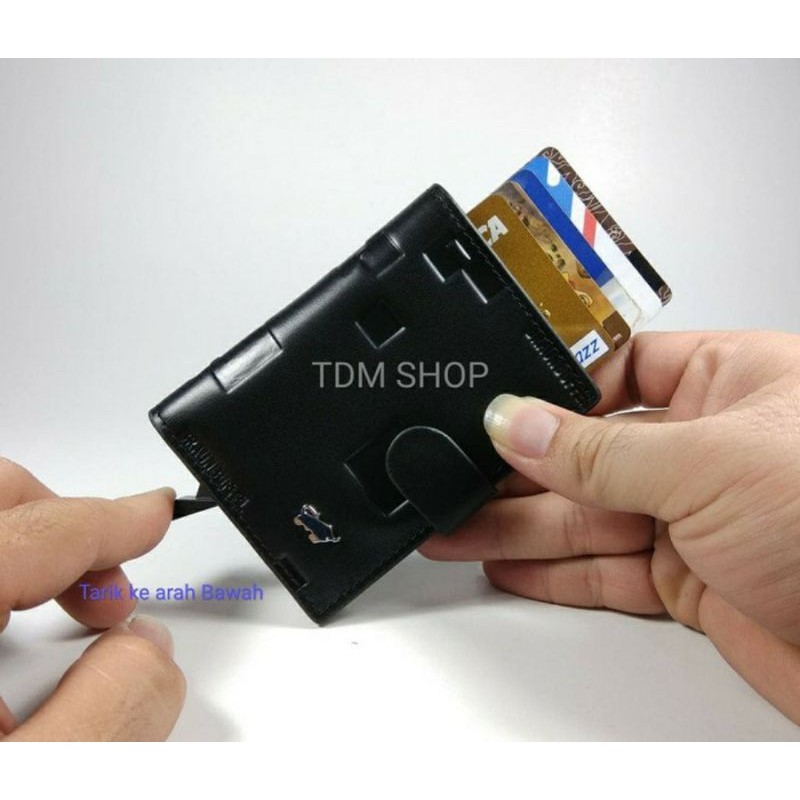 DOMPET SMART WALLET DOMPET KARTU METAL KULIT ASLI ANTI RFID