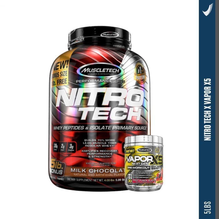 PROMO BUNDLING Muscletech Nitrotech 5 Lbs + Vapor X5 30 Servings