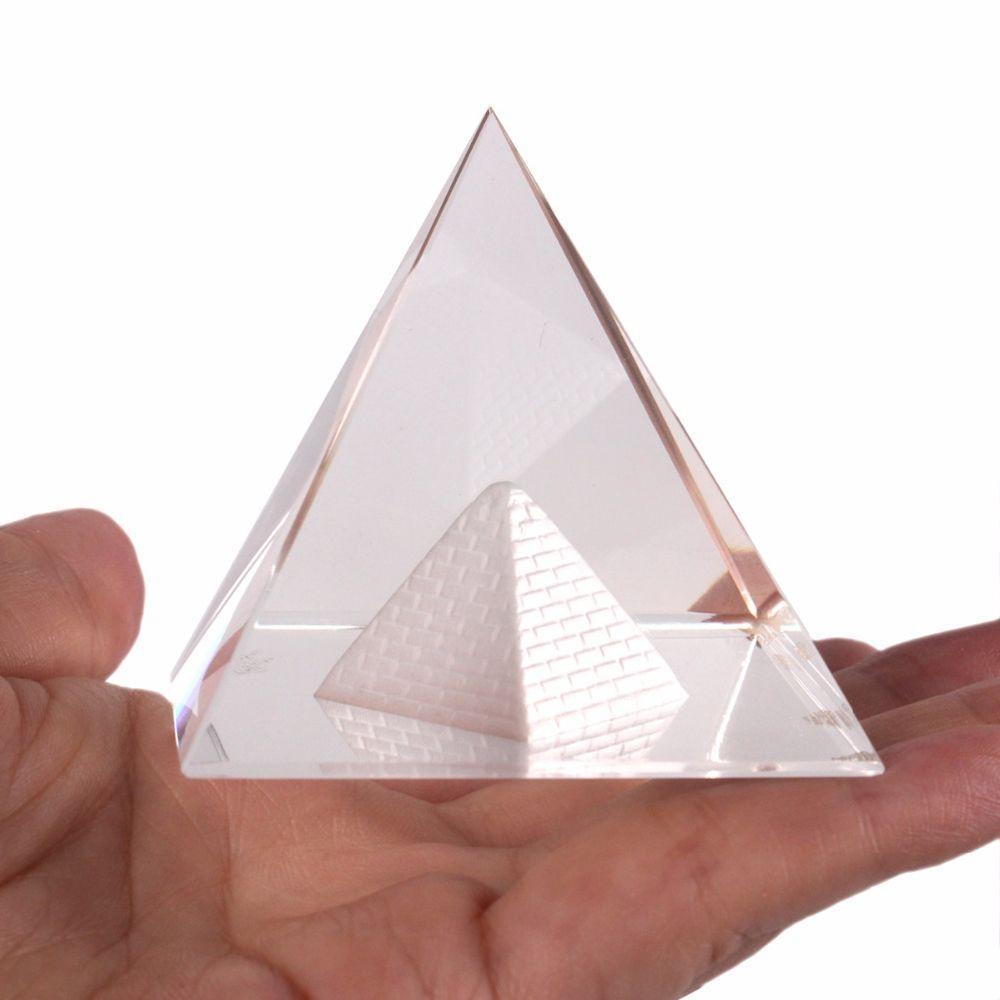 AUGUSTINA Crystal Piramid Transparan Patung Geomancy Ukir Model Bangunan Kuno 3D Mesir Dekorasi Rumah Reiki Chakra Healing Egypt Pyramid