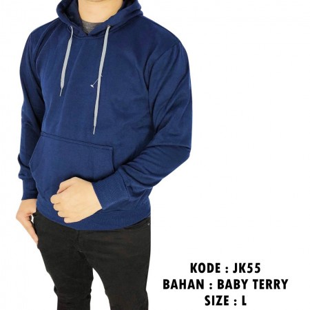 JK55 HOODIE LAKI LAKI SIMPLE CASUAL WARNA BIRU DONGKER TERMURAH