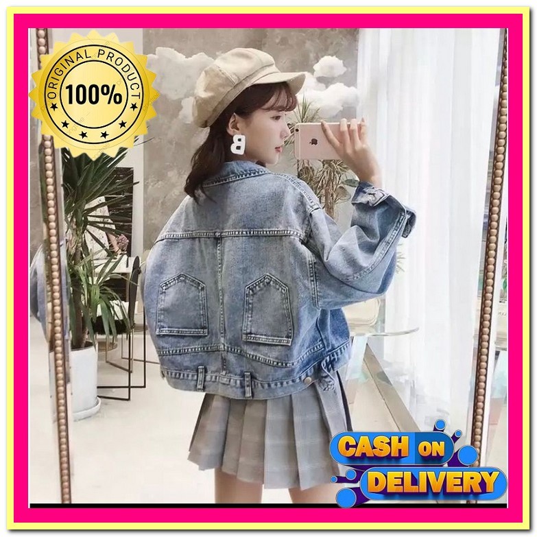 Fish Denim Jaket Jeans Kekinian Jacket Hoodie Outer Levis Hodie Cewek 912 Jaket Jeans Crop Kombin  C