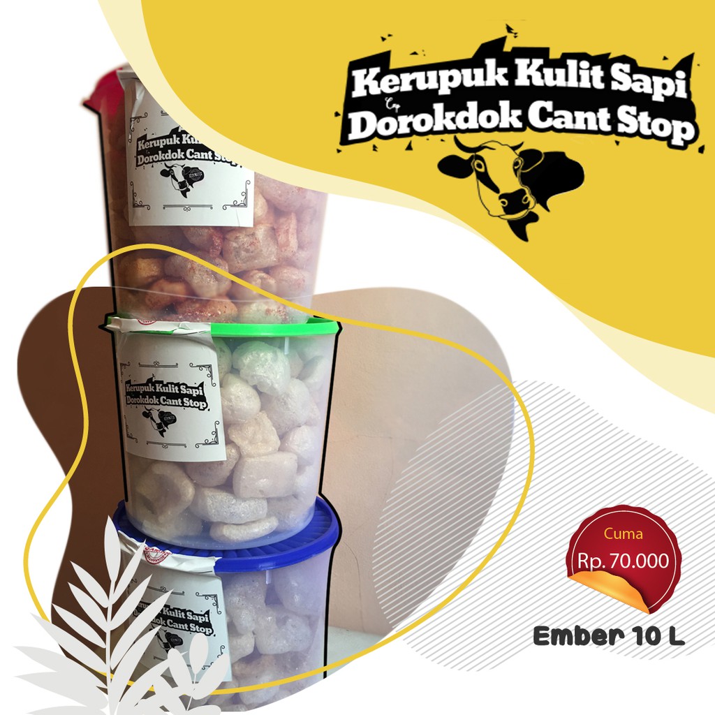 

KERUPUK / KRUPUK KULIT SAPI DOROKDOK RAMBAK KRECEK BUKAN BABI SNACK CEMILAN DALAM TOPLES 10 L