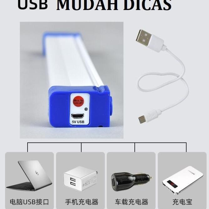 PALING DICARI LED Lampu Neon Panjang USB Bohlam Outdoor T7 Bolam Emergency Untuk kemping Penerangan 