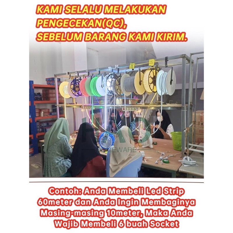 LAMPU LED STRIP SELANG 220V / PER METER SUPER LAMPU TERANG SMD 5050 MATA BESAR / LAMPU DEKORASI