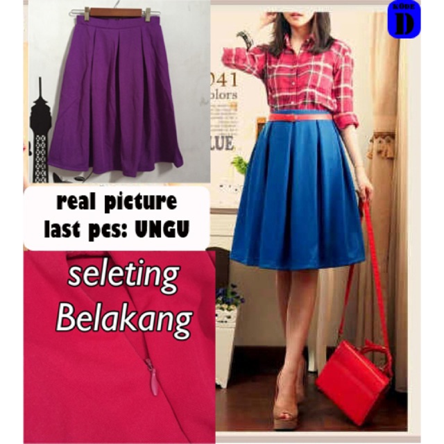 SKIRT - A052 Sale Sisa ungu-rok midi wedges