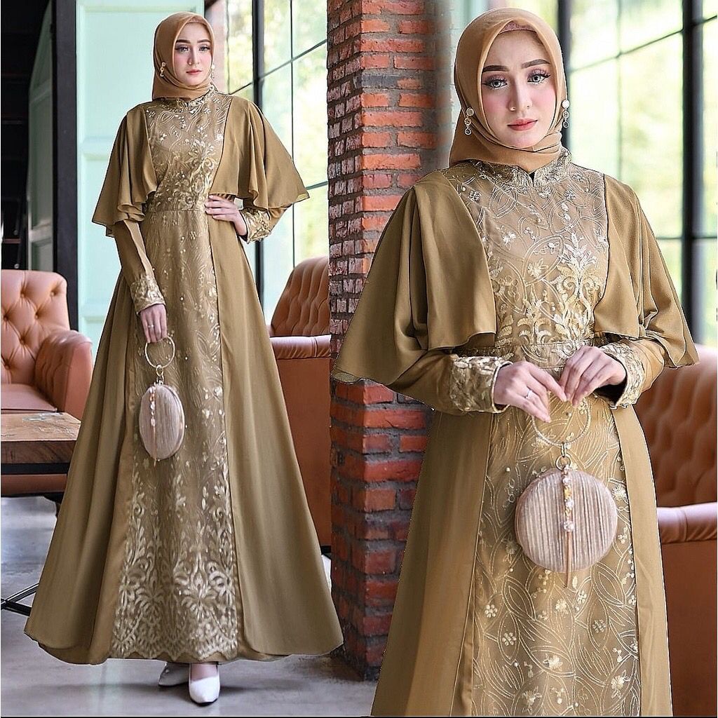 MILA Gamis Terbaru Brukat Tile Maxi Dress Muslim Wanita Remaja Dewasa Premium Pesta Kondangan Size Jumbo