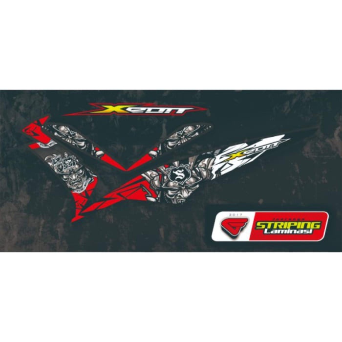 (COD)   STIKER VARIASI XEON RC/XEON CARBU SAMURAI MERAH STIKER MURAH