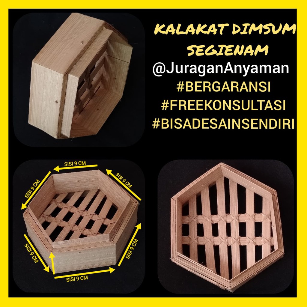 Dimsum Bamboo Steamer Hexagon - Kalakat Kukusan Dimsum Bambu Segi Enam Heksagonal Unik - Alat Kukus